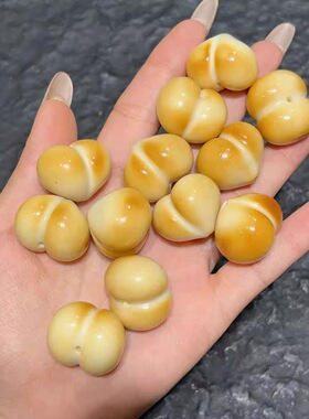 天然象牙果炭烤柯基臀屁桃通孔爱心文玩象牙果串珠手链隔珠配饰