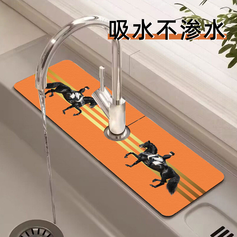 洗手台硅藻泥水龙头香皂沥水垫卫生间洗漱台面牙刷杯吸水浴室杯垫