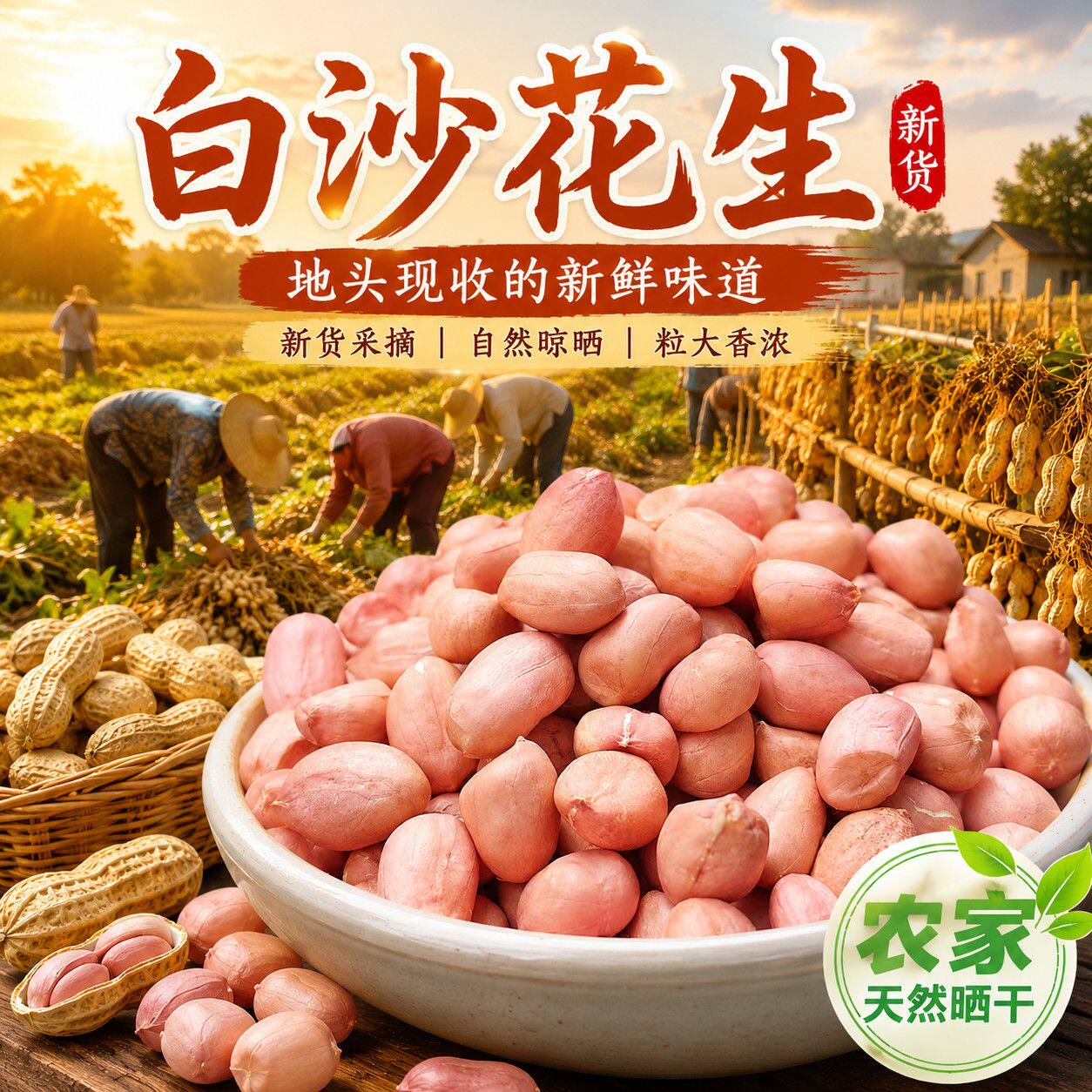 当季新货大颗粒白沙白皮花生米农家新鲜花生仁无壳精选圆粒花生米