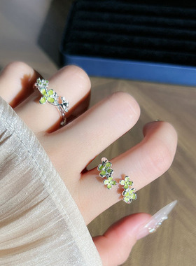 小众设计感森系立体花朵甜美戒指