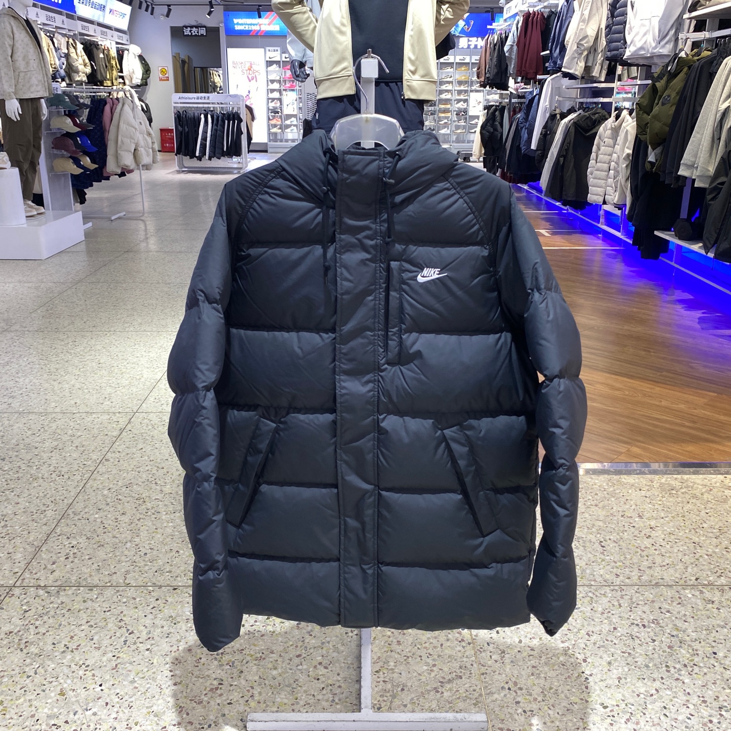 耐克男冬季中长款羽绒服外套