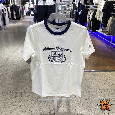 阿迪达斯女圆领舒适透气运动短袖