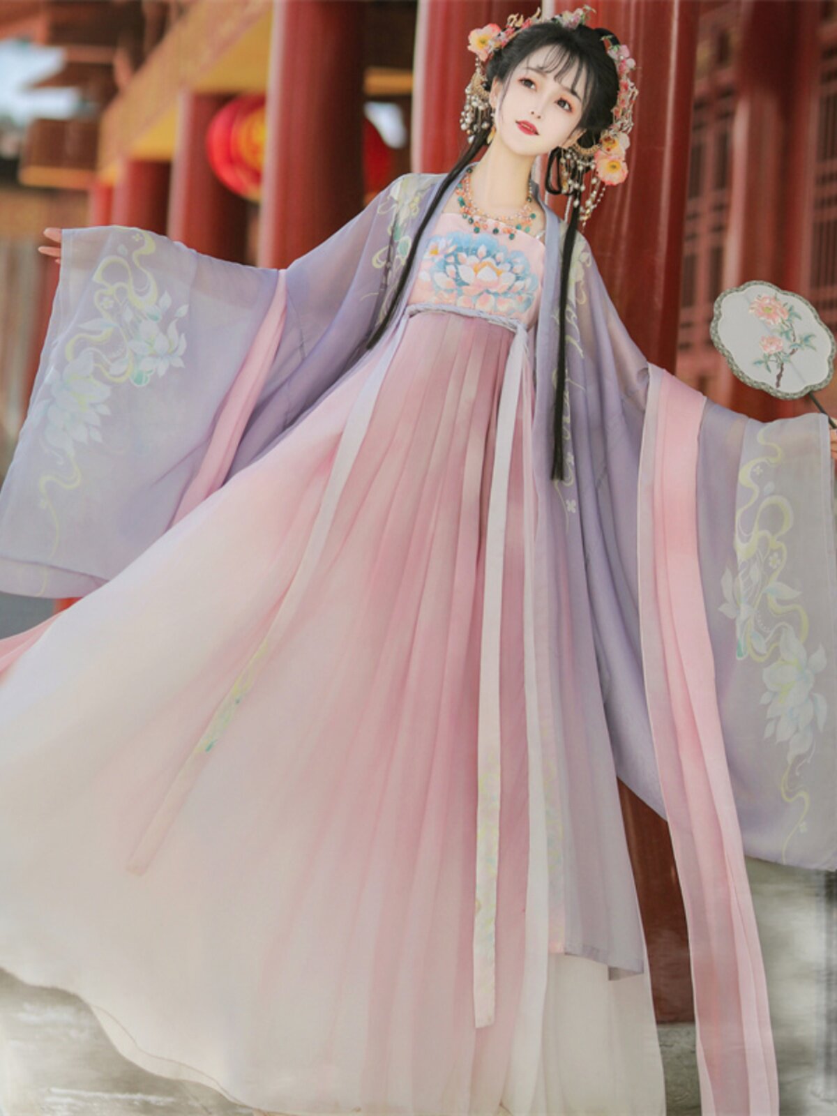 원본 [ZHIHE] 당나라 제 MYROBALAN 스커트 HANFU 여성 정통 가슴 길이 대형 소매 셔츠 봄 여름 새로운 중국 스타일 고대 의상