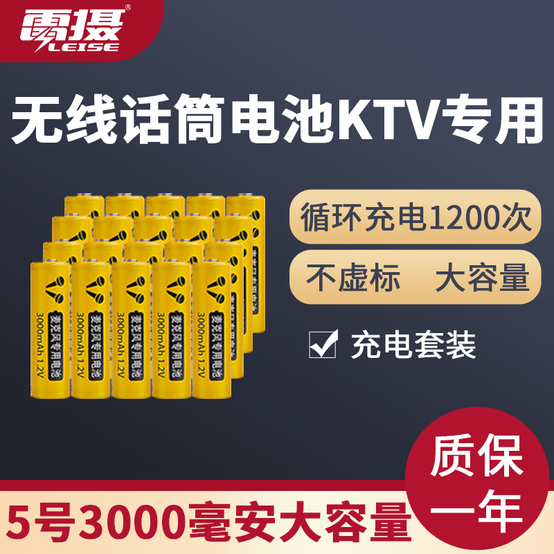 雷摄5号充电电池ktv专用3000毫安大容量1.2V无线话筒电池可充电120槽电池充电柜套装宾馆电池专用