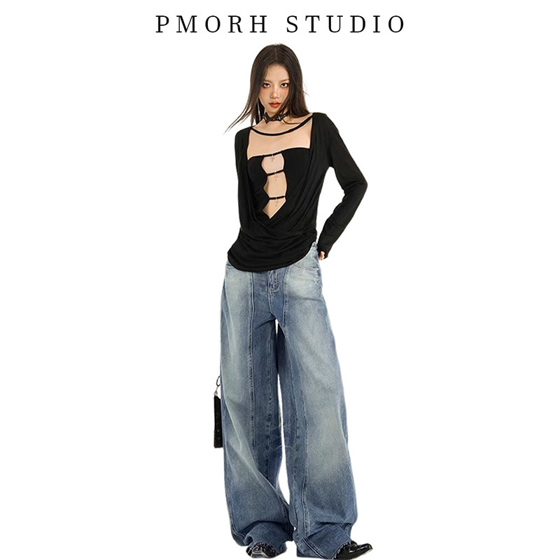 美式复古低腰阔腿弯刀牛仔裤女秋冬季水洗宽松直筒香蕉镰刀裤子潮,女装/女士精品,牛仔裤,淘宝优惠券,粉丝福利购,淘宝优惠卷