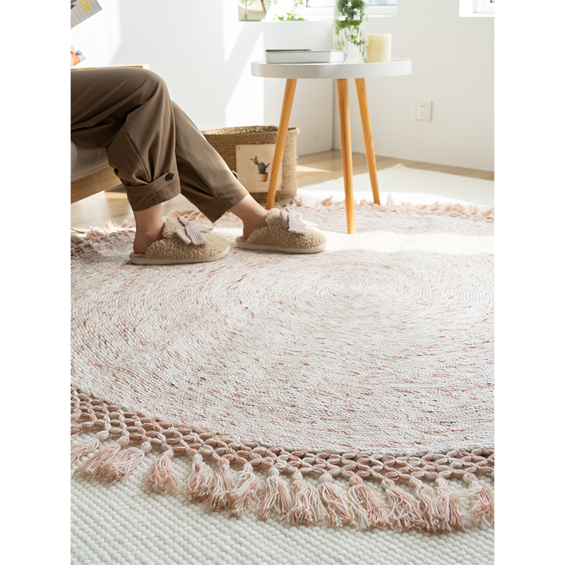 【孤品】印度进口编织羊毛沙发地毯客厅茶几卧室床边毯圆形地毯