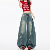 新款 2024个性 字母牛仔裤 港风潮男夏季 嘻哈ins潮高街潮流痞帅长裤