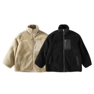 冬季 羊羔绒宽松加厚外套立领情侣款 日系纯色 Pureピュア