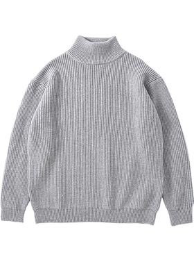 Pureピュア 春装宽松套头打底毛衣男半高领纯色 黑 白 灰针织衫