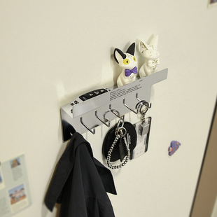 不锈钢磁吸门后挂钩置物架防盗门上排钩免打孔挂衣架钥匙挂钩架