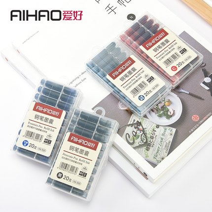 爱好学生钢笔可替换墨囊墨胆墨水红色不可擦大容量通用型三年级男孩女生小学生钢笔黑色晶蓝色墨囊3.4mm口径