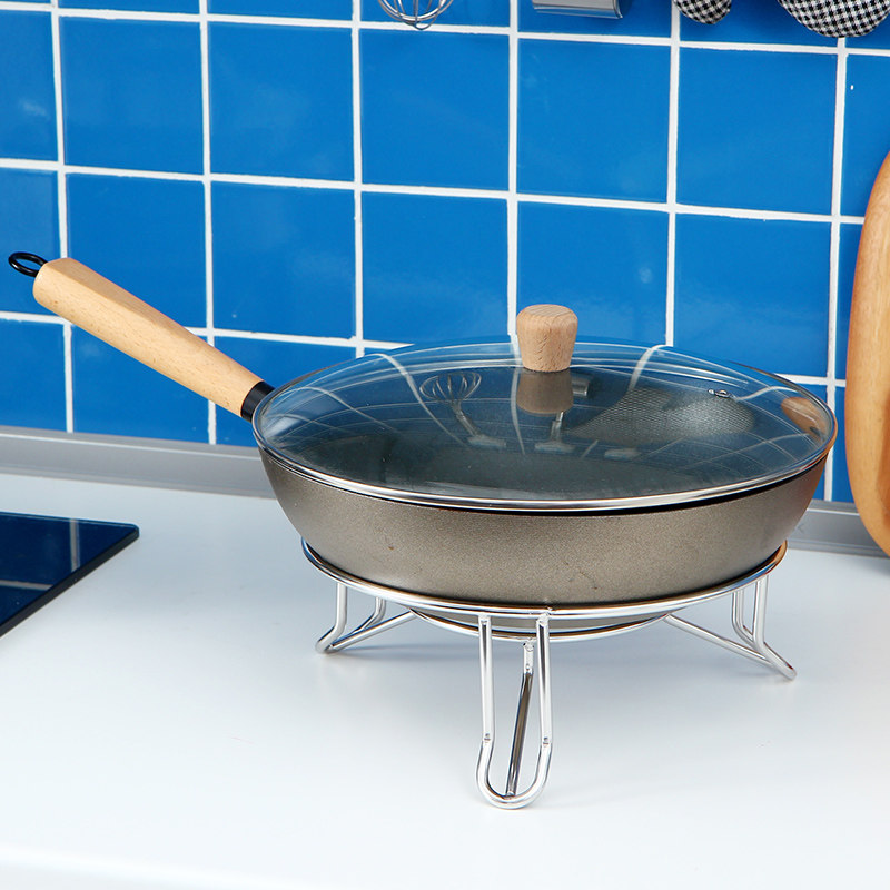 厨房置物架家用304不锈钢放锅架子防烫支架隔热锅垫炒锅具收纳架