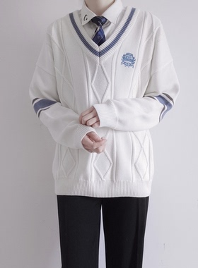 【刺篇】原创学院风JK/DK制服男女针织长袖V领套头毛衣外套秋冬款