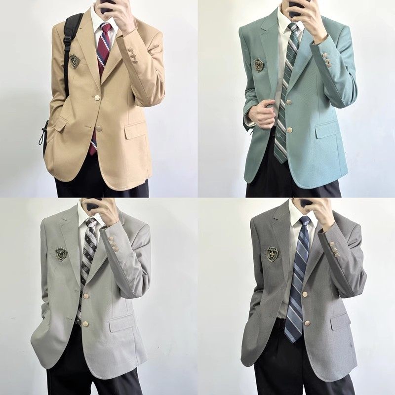 【刺篇】正版dk男生制服西装外套灰色驼色日系学生西服正装全套装图片