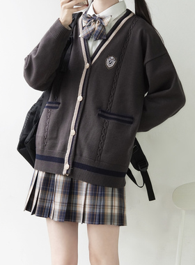 【刺篇】新款JK/DK制服本聿中男女宽松落肩针织毛衣开衫外套秋冬