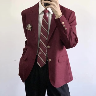【刺篇】dk学院风红色蓝色男生制服西装成人礼西服外套学生全套装