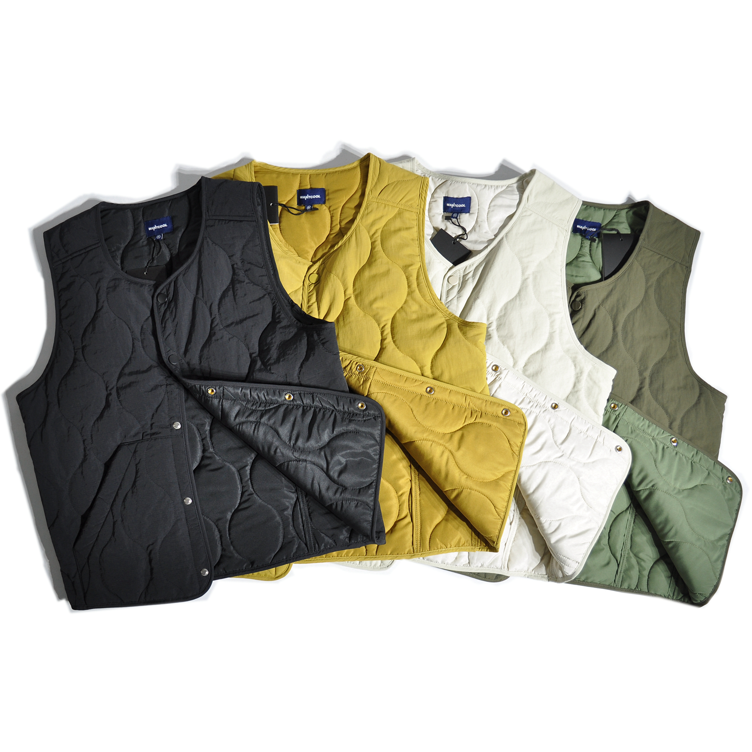 山系户外大口袋无领绗缝棉马甲