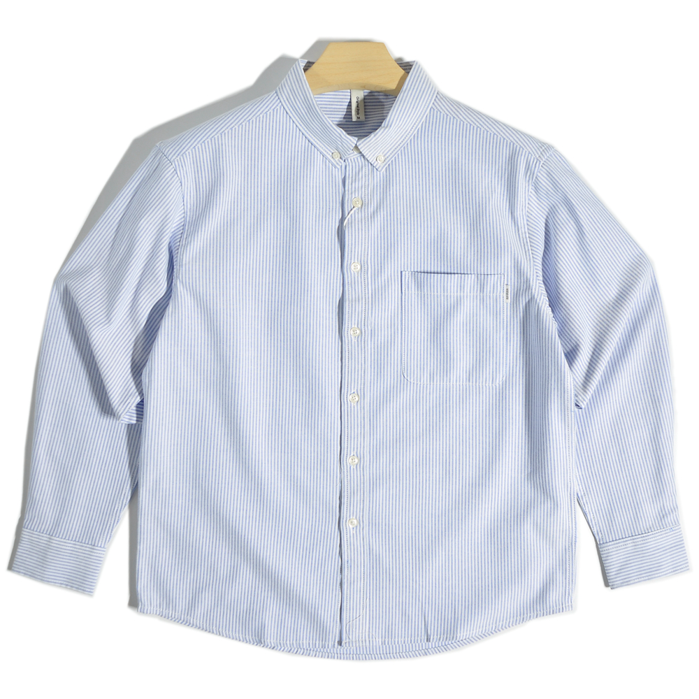 日系复古文艺盐系蓝白条纹衬衫