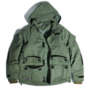 山系工装 M65冲锋棉衣服日系机能多口袋宽松休闲保暖连帽外套 美式