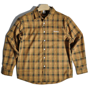 宽松男女格子衬衣外套 美式 日系阿美咔叽字母刺绣格纹休闲长袖 衬衫