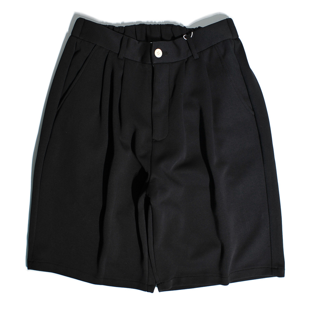 港风阔腿垂感针织西装短裤日系复古CityBoy宽松廓形休闲五分裤男