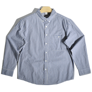 休闲老钱条纹衬衣 宽松美式 日系复古英伦文艺蓝白格子纯棉长袖 衬衫