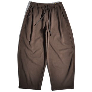 重磅美式 复古美拉德老钱风双褶垂感廓形宽松阔腿锥形针织休闲卫裤