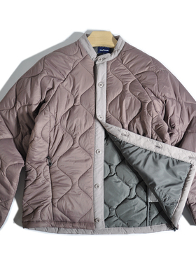 日系复古山系轻薄立领绗缝保暖夹棉衣夹克老钱风叠穿内胆棉服外套