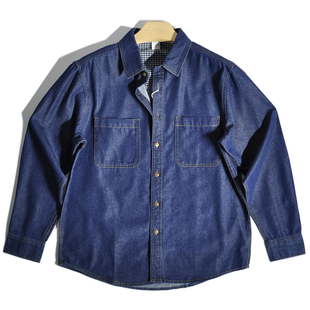 宽松休闲工装 美式 衬衣外套 牛仔衬衫 日系复古春秋百搭港风文艺长袖