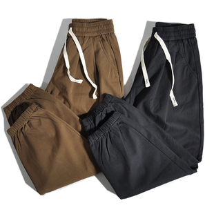 宽松直筒阔腿锥形休闲裤 重磅加绒保暖日系复古双褶廓形束脚工装 裤