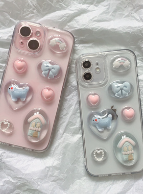 Minji同款立体滴胶手机壳适用苹果17 16pro 15 14promax可爱小猫iphone13 12 11 ins风xr se2全包软壳保护套8