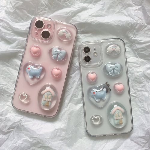 Minji同款立体滴胶手机壳适用苹果17 16pro 15 14promax可爱小猫iphone13 12 11 ins风xr se2全包软壳保护套8