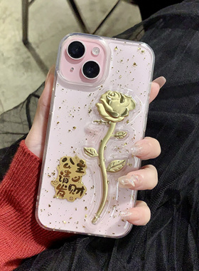 金箔玫瑰花手机壳适用于1+ace6t 一加ace5至尊版 1+ace2v 一加15滴胶OnePlus13简约1+ACEpro竞速版1+12保护套