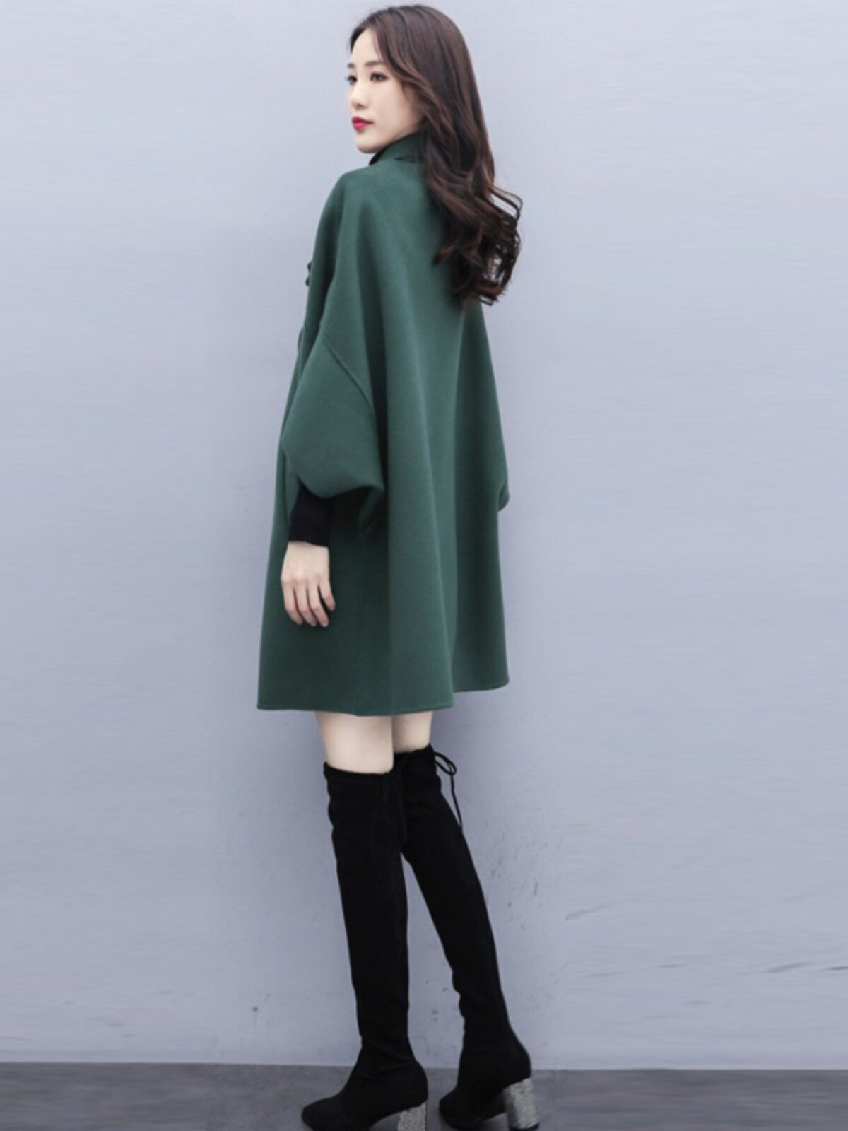 HEPBURN STYLE GREEN NIZI COAT MID-LENGTH WOOLEN COAT AUTUMN 2023 NEW SMALL TWEED AUTUMN WINTER