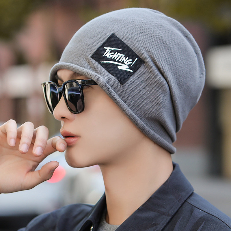 堆堆帽子男冷帽冬季男生针织男士棉帽大头围套头秋冬线帽男款头巾