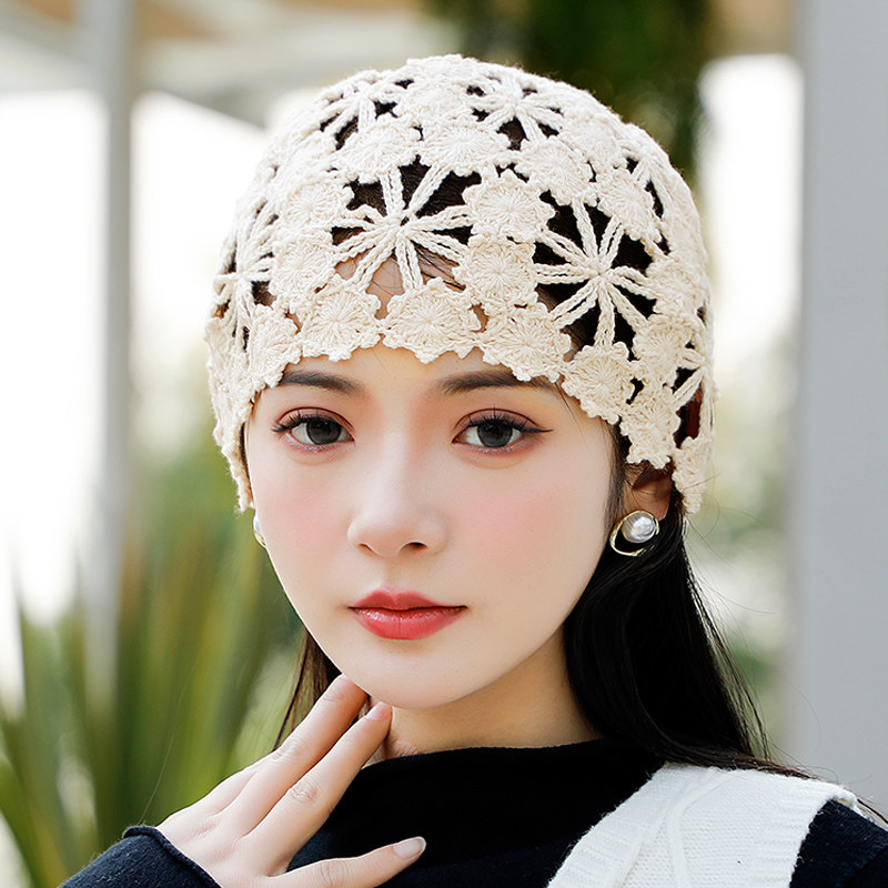 帽子女款2026新款春针织毛线帽手工钩花包头花朵帽优雅薄款0119e,服饰配件/皮带/帽子/围巾,帽子,淘宝优惠券,粉丝福利购,淘宝优惠卷