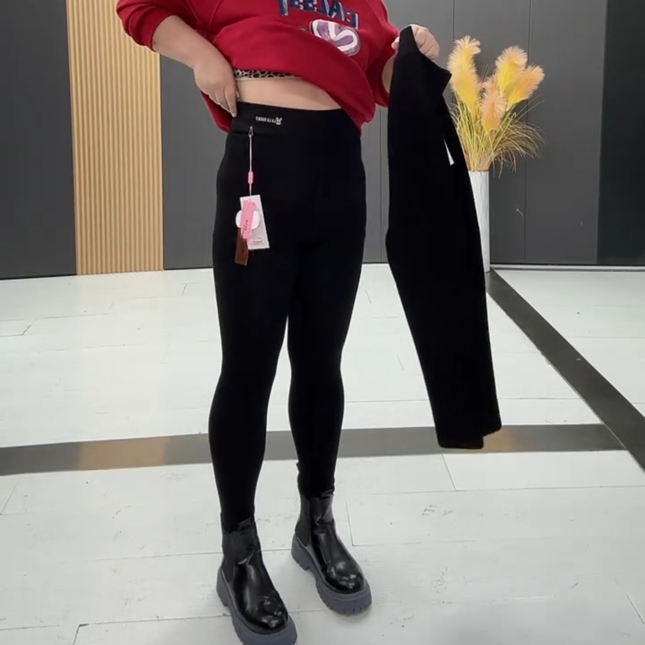 小兔子字母加绒高腰打底裤可外穿