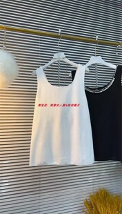 2024年夏季时尚性感胖妹妹重工钉珠弹力吊带加肥加大宽松百搭背心
