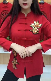 2026新年新款本命年复古民族风盘扣刺绣大花开衫唐装舞台服上衣女