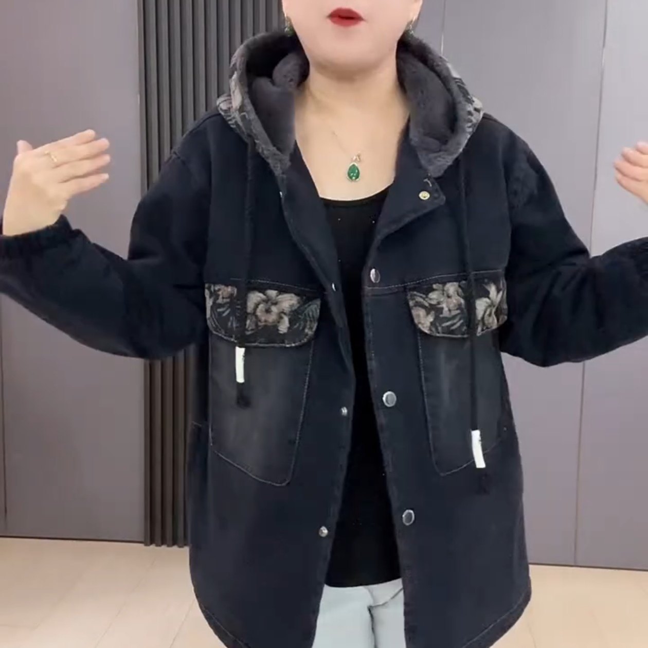 2025冬季加肥加大码棉服水洗牛仔加绒加厚连帽棉衣外套休闲百搭女,女装/女士精品,短外套,淘宝优惠券,粉丝福利购,淘宝优惠卷