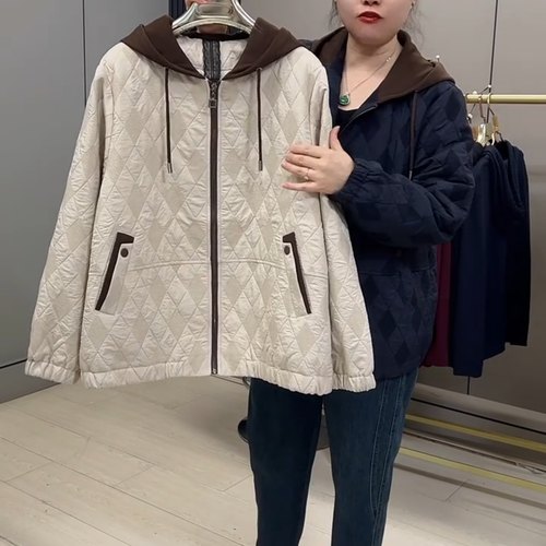 提花加厚连帽拉链拉链开衫外套