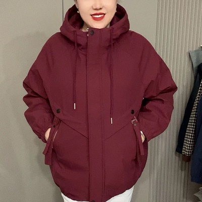 连帽口袋二棉棉服拉链冲锋衣外套