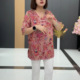 时尚 洋气女加肥加大码 V领盘扣国风醋酸碎花半袖 夏季 大衫 宽松遮肉