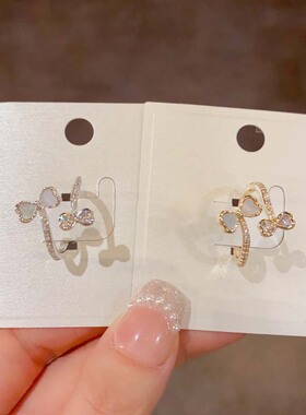 超仙甜美百搭高级感双贝壳蝴蝶结开口戒个性轻奢时尚简约指环