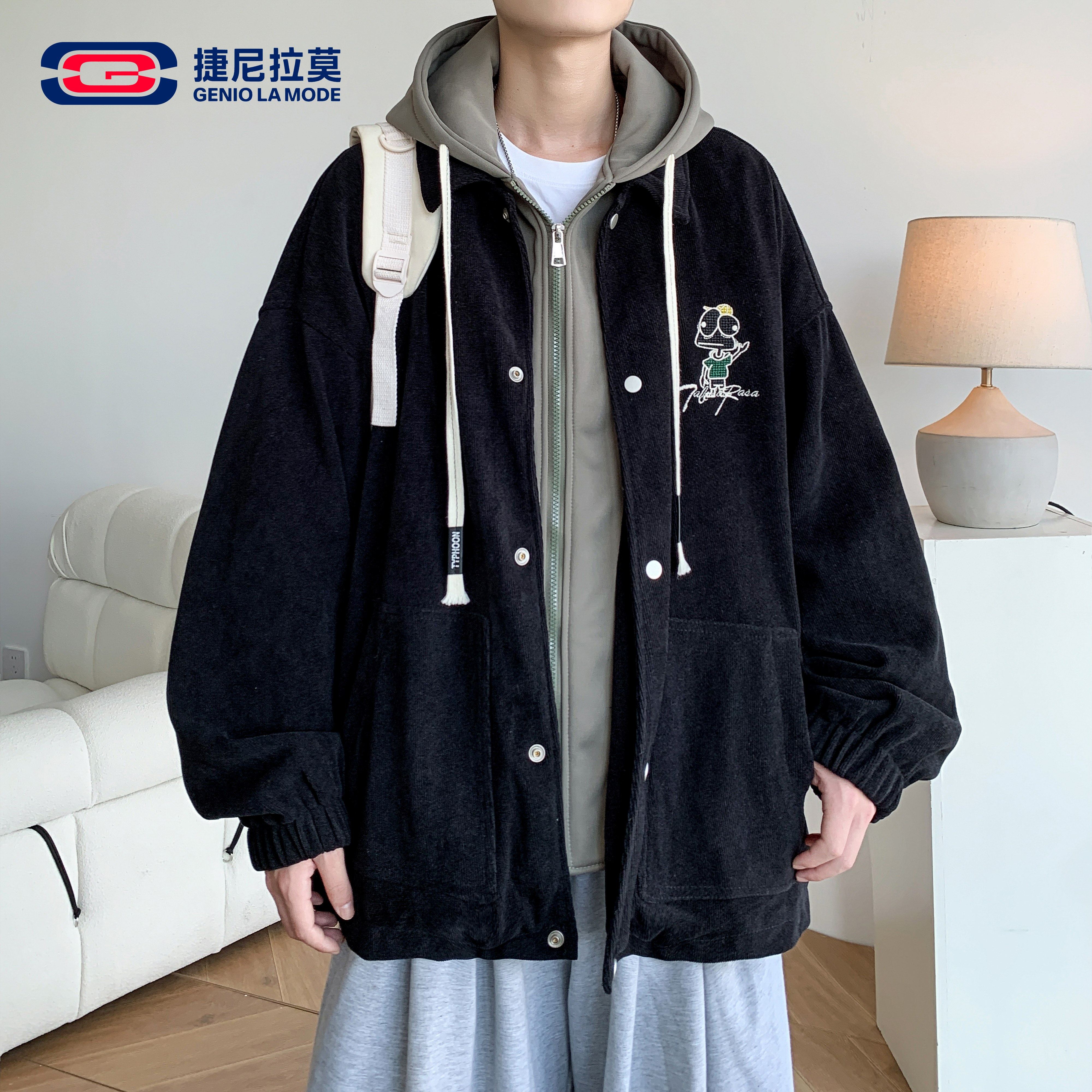 捷尼拉莫日系假两件外套