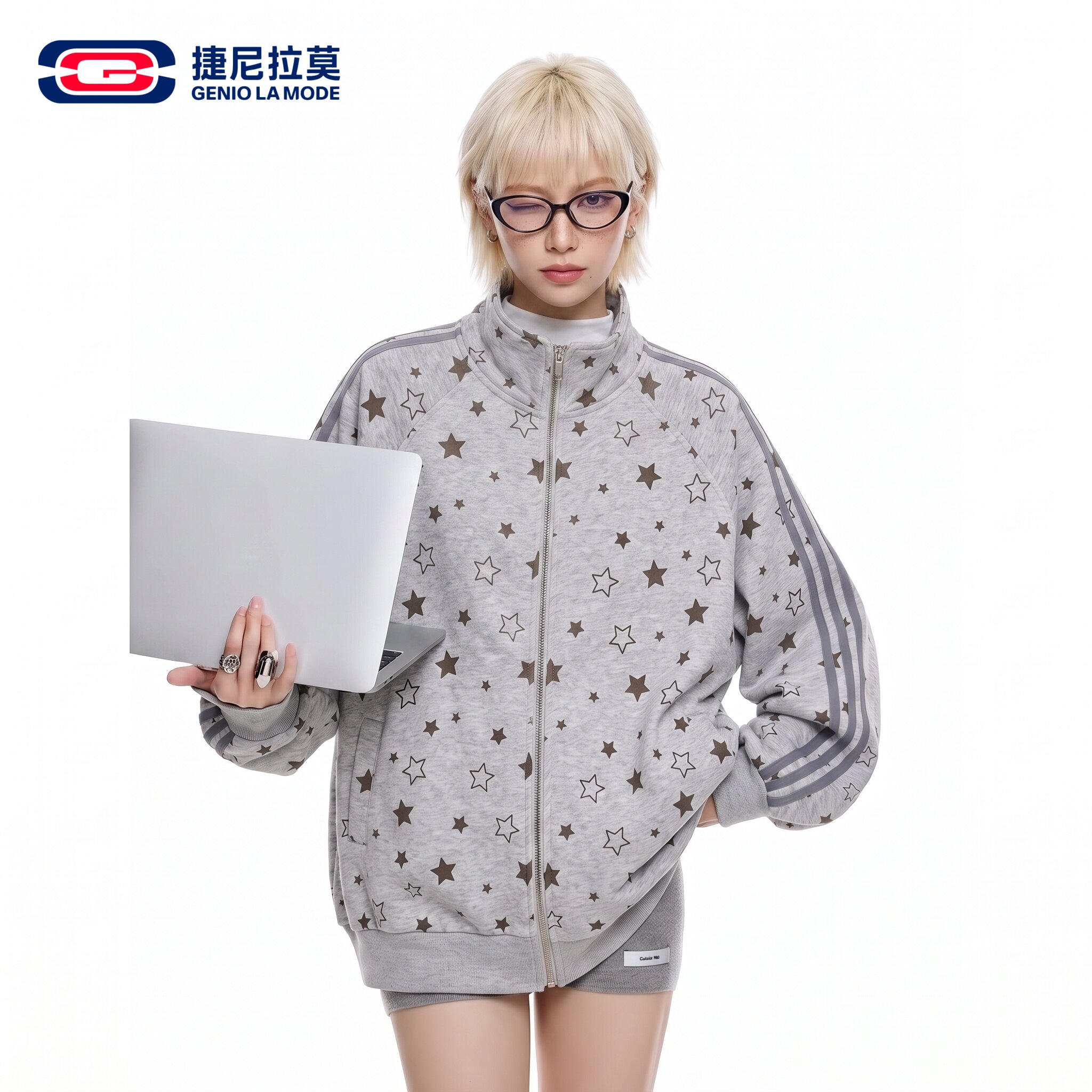 捷尼拉莫美式复古星星夹克男女