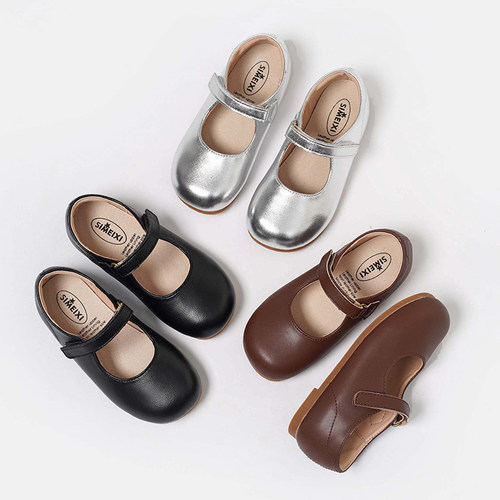 女童2025新款韩版银色单鞋宝宝软底洋气公主鞋潮儿童女孩演出皮鞋