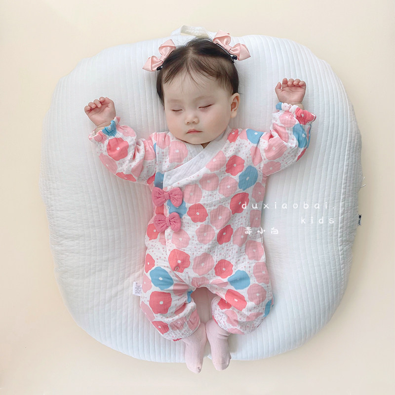 婴儿衣服春秋装连体衣女宝宝超萌纯棉满月公主哈衣新生儿百天爬服