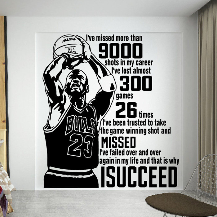 NBA明星墙贴公牛乔丹篮球英文励志墙壁贴画学校宿舍寝室布置贴纸