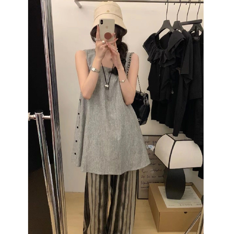 杏色休闲运动连衣裙女夏季时尚收腰显瘦减龄小个子开叉长款t恤裙